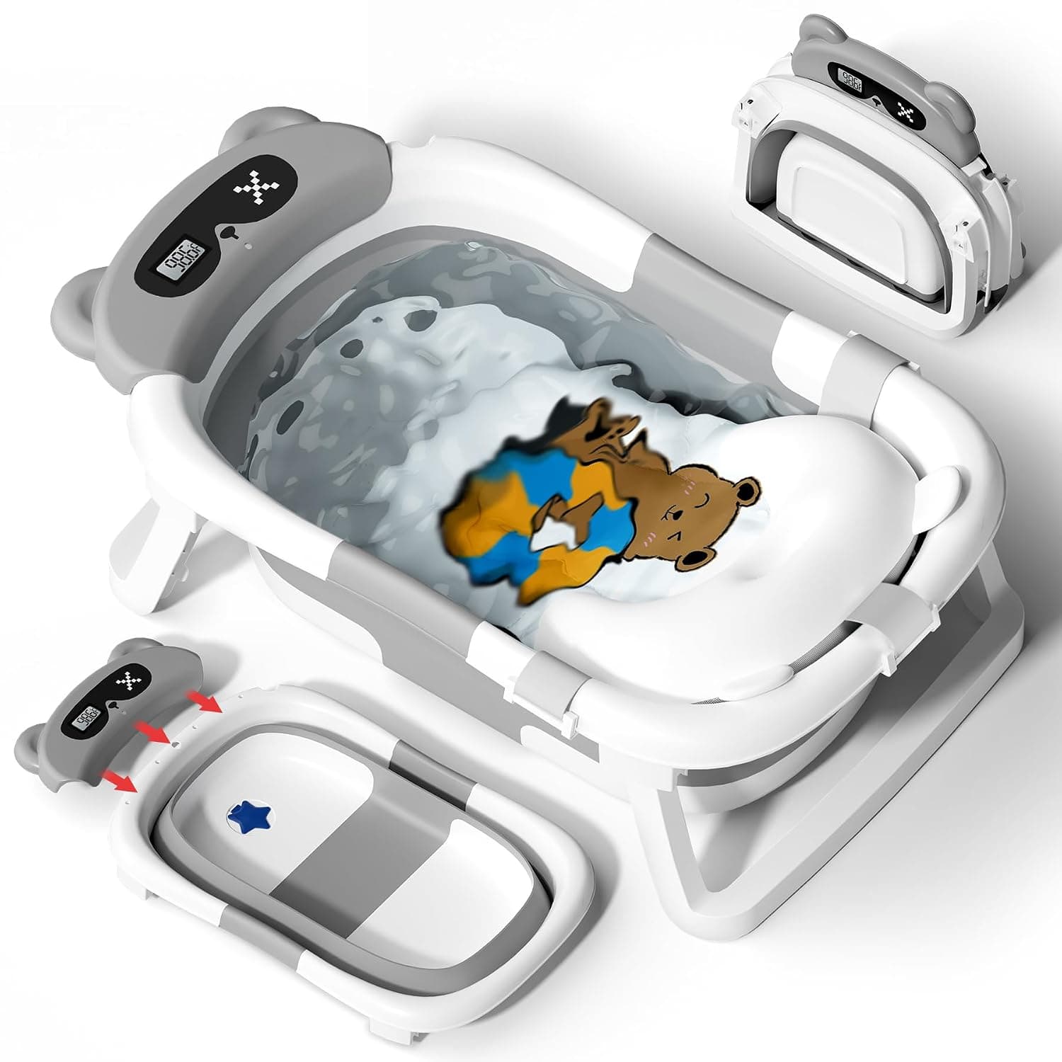 Collapsible Baby Bathtub, Grey