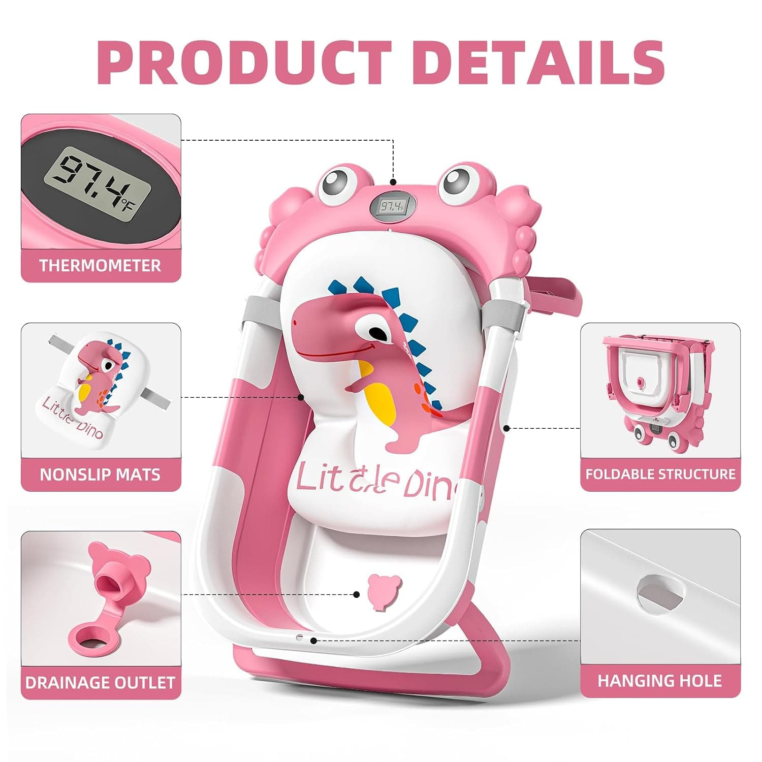 Vaschetta pieghevole per bambini, rosa